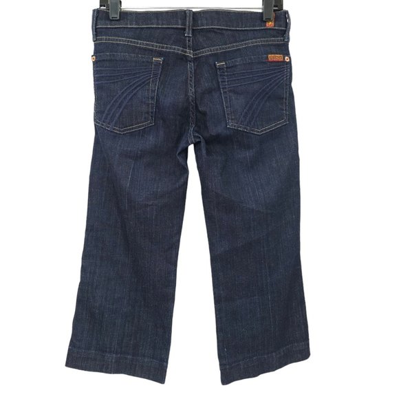 Lauren Ralph Lauren Denim - 7 For All Mankind Dojo Capri Jeans Crop Stretch Size 27 Low Rise Dark Wash 7FAMK